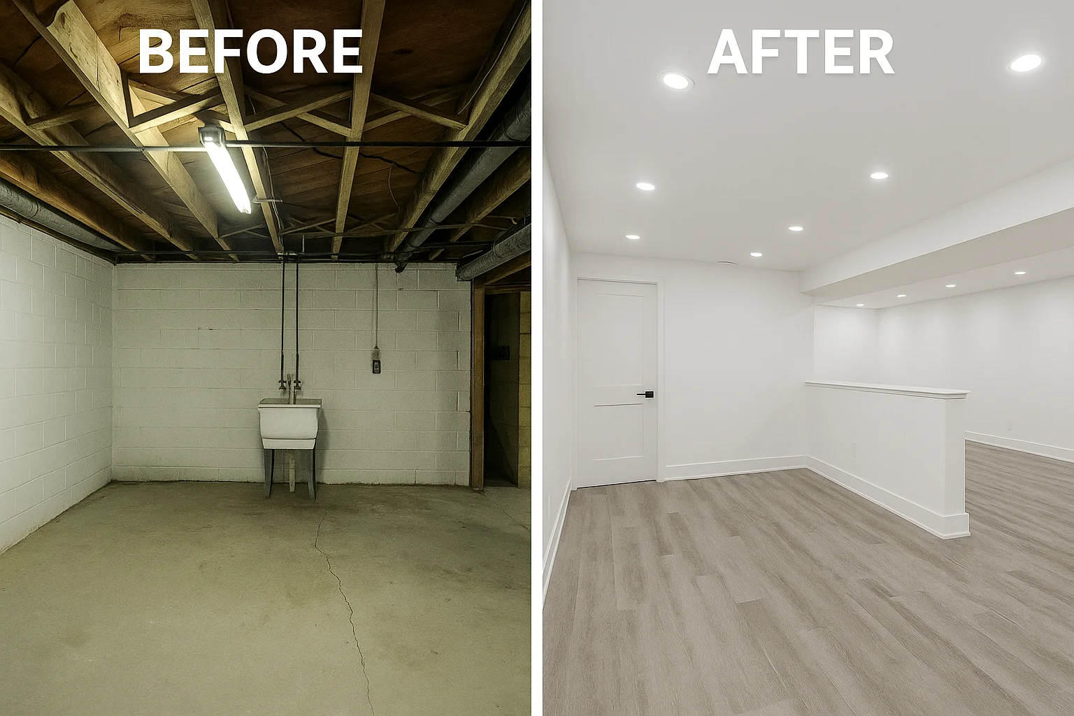 Basement Remodel - Before and After